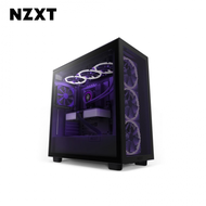 NZXT H7 Flow RGB 黑 玻璃透側機殼 (ATX/Type-C/內建風扇前3後1/網孔面板/顯卡400mm/塔散185mm)