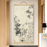 M38竹报平安石竹图竹子挂画书房客厅玄关卷轴装饰画郑板桥竹子画3.11M38 Bamboo Paint of Peace and Serenity, Bamboo Wall Art for Study