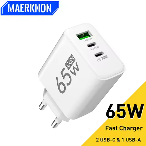 65W Frosted Blocks 1USB 2 Type C Multiport Charging Head 2.4A US/EU Regulations Wall Charger Adapter