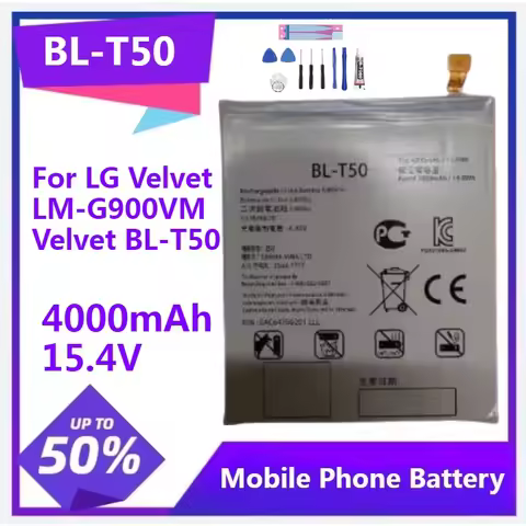 BL-T50 Replacement Battery for LG Velvet LM-G900VM Velvet BL-T50 Mobile Phone Battery 4000mAh 15.4V 