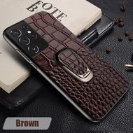LANGSIDI Genuine Leather Bracket Phone Case For Samsung Galaxy S24 S23 S22 Ultra S24 Plus S23 Plus S