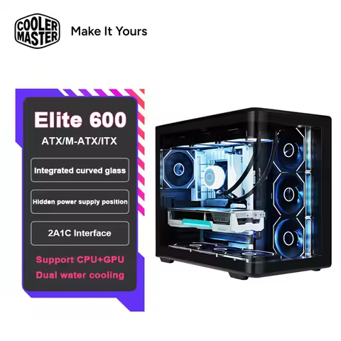 Cooler Master Elite 600 PC Case ATX/M-ATX/ITX Sea View Room Chassis Full View Without Column Gaming 