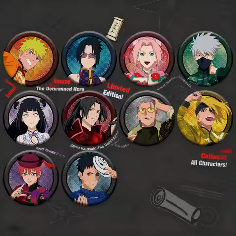 Naruto Uzumaki Sasuke Uchiha Kakashi Hatake Anime Badge Pin Brooch Keychain Accessory Set Collectibl
