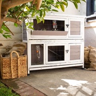 Outdoor solid wood rabbit cage luxury double layer rabbit nest pet cage rabbit house pet house guinea pig hamster univer