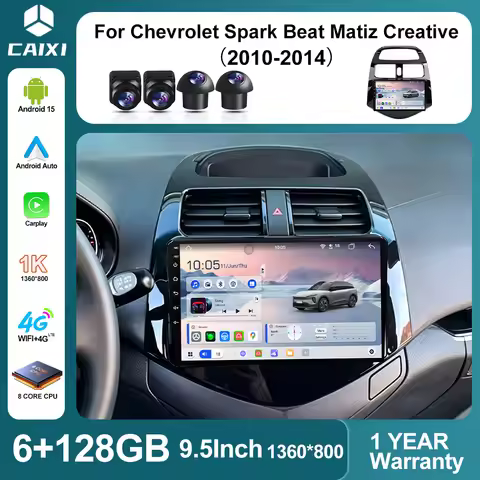 8Core 4G 9.5" 1K Car Radio Stereo For Chevrolet Spark Beat Matiz Creative 2010 - 2014 Android 16 Car