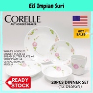 (Ready Stock) Corelle Classic 20pcs Dinnerware Set Livingware Tableware Set Pinggan Corelle Mangkuk Mug