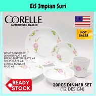 (Ready Stock) Corelle Classic 20pcs Dinnerware Set Livingware Tableware Set Pinggan Corelle Mangkuk 