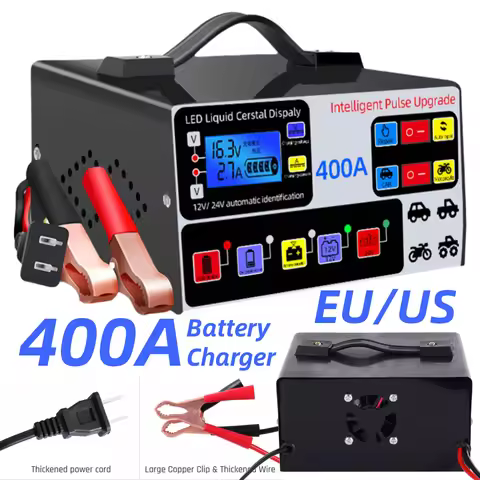 400A Car Battery Charger 12V/24V Battery High Power Fast Charger 220W Intelligent Pulse Repair Charg