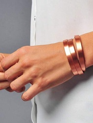 1入組男女通用銅製手鍊,99.9%純銅磁力手環,內含6個3500高斯永久磁鐵,可調節大小,適用於禮物
