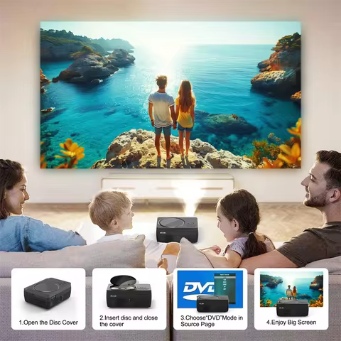 H96 MAX W11 Outdoor Portable Projector 1080P DVD Projector Android9 TV 4K 2G+16G Rockchip RK3228A 26