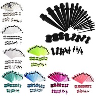 [Fenteer] 36pcs Ear Gauge Stretching Kit Tapers + Plugs w/ Rubber O-ring 14G-00G