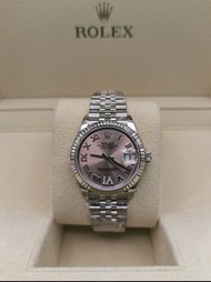 31mm 全新現貨 278274-0024 Oyster Perpetual Datejust 31腕錶白色黃金及蠔式鋼款，搭配鑲鑽粉紅色錶面及紀念型（Jubilee）錶帶。