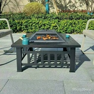 🥕QQ Outdoor Courtyard Square Barbecue Oven Charcoal Heating Campfire Basin Bbq Table Household Charcoal Grill Stove Barb