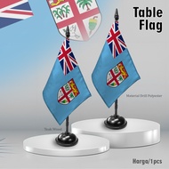 Fiji Country Table Flag, Smooth Velvet Fabric + Wooden Stand Table Flag/, Room Decoration