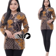 Dijual Kemeja Batik Wanita Lengan Panjang Blouse Kantor Formal Batik