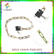 Iron Gold Chain With Black Metal Padlock 70cm(7×80)/100cm(7×120)Gold Chain Pa