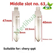 Middle Slot No.63 Car Key Blank For Chery QQ6 - Kino Modification, Middle Slot, Copper Head Replacem