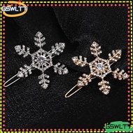 GSWLTT Snowflake Hair Clips, Gold/Silver Snowflake Shape Crystal Hairpin, Glamorous Barrette Closure