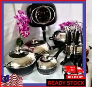 Dessini 23pcs Black Non Stick Granite Cooking Pot Frying Pan Set Kitchen Cookware Periuk Rendang