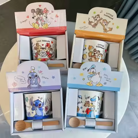 Disney Anime Cartoon Lilo&Stitch Donald Duck Mickey Mouse Ceramic Mug Printed Coffee Cup Kawaii Brea