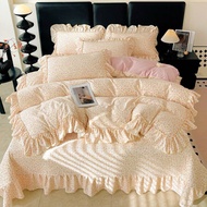 Lovely patterned cotton duvet cover set, set of 4 Piece duvet cover with cashew ruffles