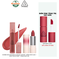 Combo 3CE Son Kem Lì Casual Affair - Hồng Nho 4.6g + Son Thỏi 07 Knit - Hồng Khô 1.5g
