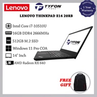 Lenovo Thinkpad E14 20RB i7-10510U 16GB DDR4 RAM 512GB M.2 SSD AMD Radeon RX 640 Win 11 Pro Laptop (