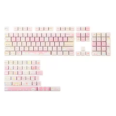 KiiBOOM X Maorbeng Meow Meow Squad Keycaps 141 Keys PBT MAO Profile Keycaps Set for Mechanical Gamin