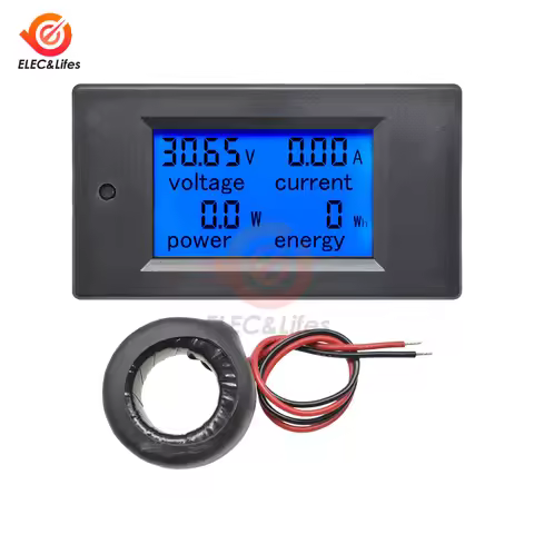 Digital Voltmeter Ammeter Wattmeter AC 80V-260V DC 6.5-100V 20A/50A/100A Amp Volt Voltage Current En