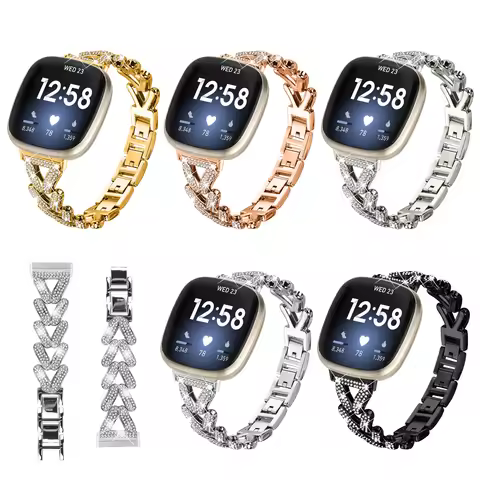 Bling Diamond Strap for Fitbit Versa 4/Versa 3 Metal Band Watchband for Fitbit sense / sense2 Bracel