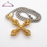 [Amleso2] Charm Stainless Steel Hollow  Vajra Pestle Pendant  Necklace Prayer Amulet Pendant Necklac