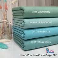CC42-CC45 Premium Heavy Como Crepe 58 Kain Pasang Ela (Harga utk 0.5m) For Raya 2021