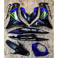 Cover Set Yamaha Lc135 V8 Cover Hitam Sticker Monster /Sticker Mx King Set Penutup Badan Motosikal