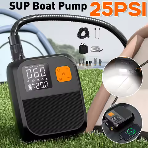 25PSI Electric Paddle Board Pump Air Compressor Portable Sup Pump 2000mAh Rechargeable Electric Air 