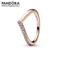 Pandora 14k Rose gold-plated ring with clear cubic zirconia เครื่องประดับ แหวน แหวนโรสโกลด์ สีโรสโกล