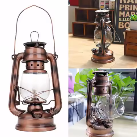 Bronze Retro Oil Lantern Outdoor Camping Kerosene Light Paraffin Hurricane Lamp