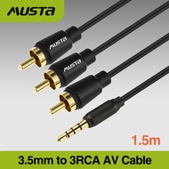 3 5mm to 3rca AUX Audio Cable male to male 1.5m Jack 3.5mm Audio Stereo Cable for Smartphone Amplifier Home  DVD RCA Aux Cable audio to stereo jack