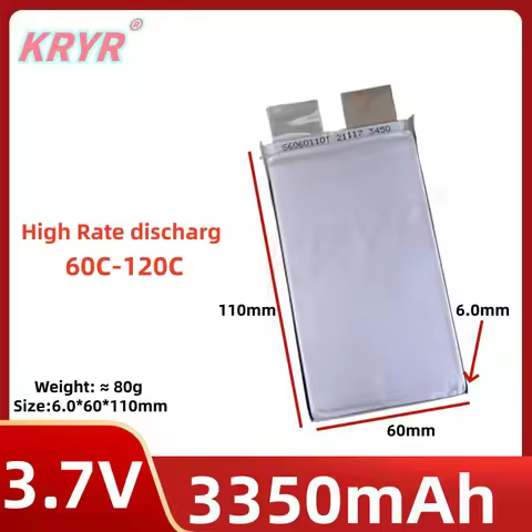 KRYR 3.7V High rate polymer 6060110 60C 120C Li Battery 3350mAh batteries For Starting power supply 