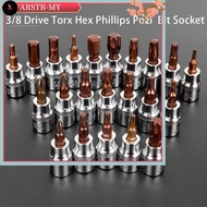 XS 1pc 3/8 Drive Hex Socket Bit H3-H10 Screw Driver T10-T55 Socket Screwdriver Bit