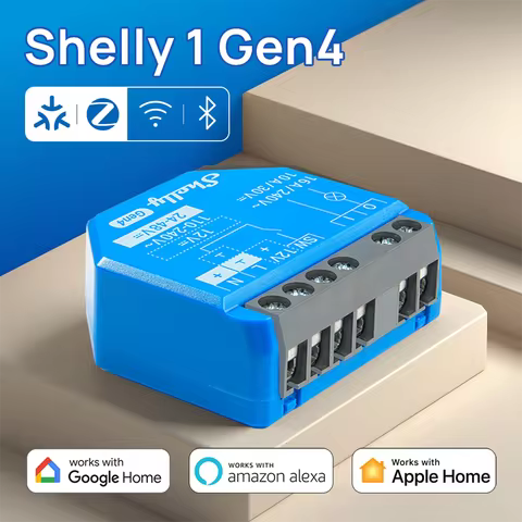 Shelly 1 Gen4 Zigbee Dry Contact Wifi Smart Switch Matter For Controlling Lights Apps Garage Doors W