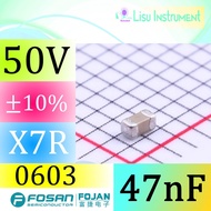 47nF 50V X7R ±10% 0603 SMD MLCC Capacitor FOJAN FCC0603B473K500CT