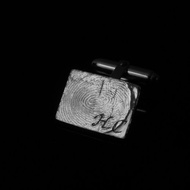 指紋印記系列 / 指紋方形深刻袖扣一對 / 925銀 / 客製化