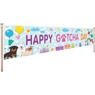 Banner Hari Anjing Bahagia 7.8 x 1.9 kaki, Hiasan Pesta Ulang Tahun Penerimaan Haiwan Peliharaan, La