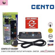 CENTO 3 WAY CT-S533BY/ 4WAY CT-S534BY/ 5 WAY CT-S535BY 3 PIN EXTENSION SOCKET PLUG WITH SIRIM NEON &
