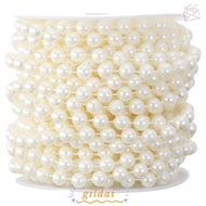 GILDAI Ivory Pearl Strands, 33 Feet Ivory Faux Pearl Beads, DIY Crafts Spool 8mm Pearl Garland Chris