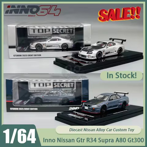New In Stock 1:64 Inno Skyline Nissan Gtr R34 Supra A80 Gt300 2025 Gtshow Alloy Miniature Diecast Or
