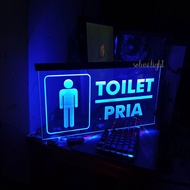 Lampu Akrilik TOILET - Tulisan TOILET LED Penanda Kamar Mandi Akrilik - Sign TOILET Nyala