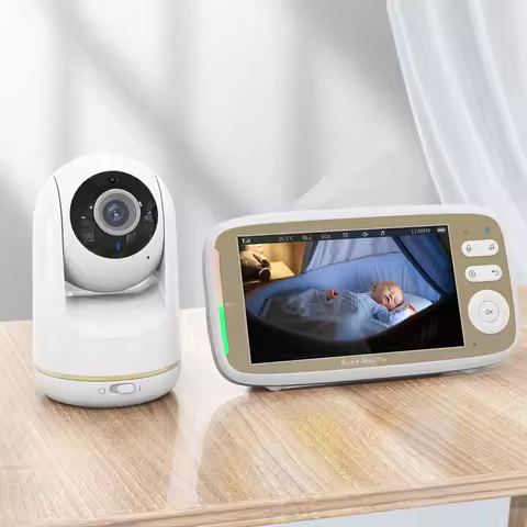 5Inch IPS Screen 720P Wireless PTZ Intercom Baby Monitor Temperature Monitoring Lullaby Nanny Cam VO