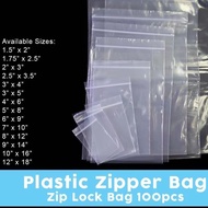 Zipper Bag / Ziplock Bag / Zip Lock Travel Storage Plastic Bag -  100pcs/pkt (7x10"/8 x12"/9 x14"/10 x16")