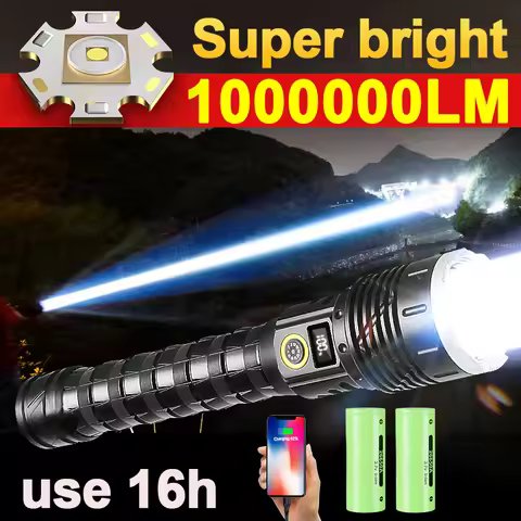 10000mAh High Power Flashlights 1000000LM Ultra Powerful Flashlight 26650 Rechargeable Lantern Tacti